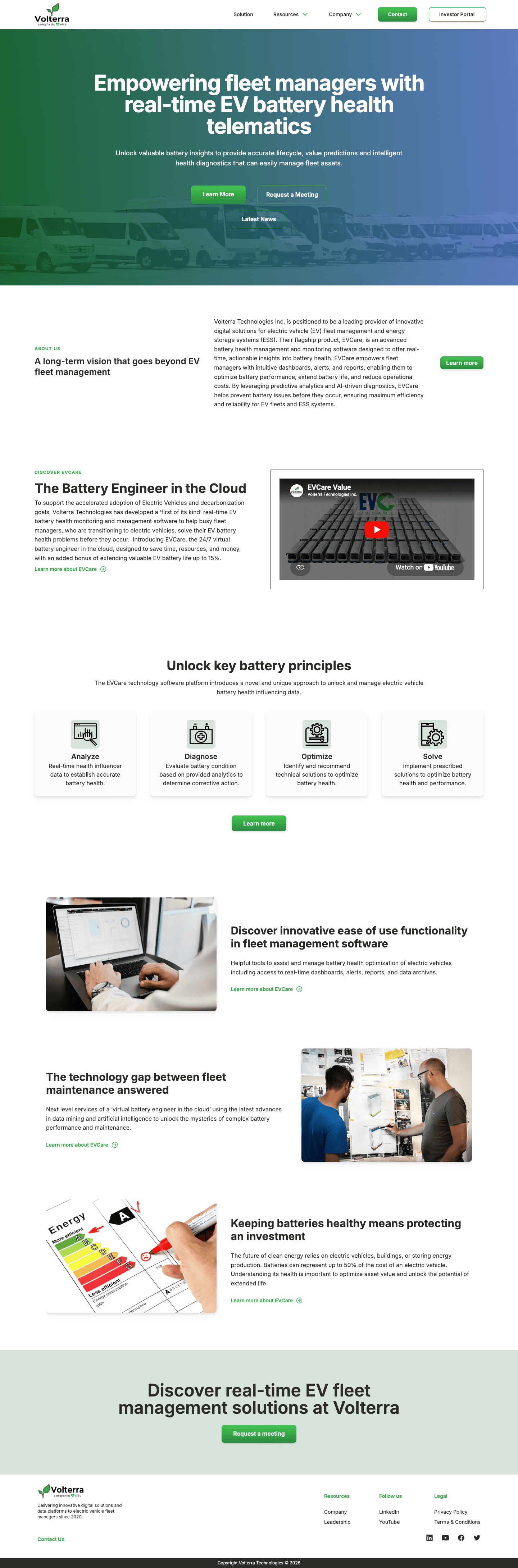 Volterra Technologies — EV Fleet Management website screenshot